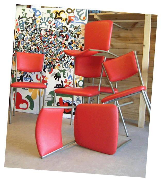 Chaises de cuisine-simili rouge